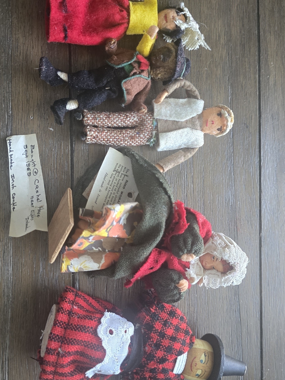 Handmade Vintage Style Decorative Doll Set - Red, Cream, Brown Accents